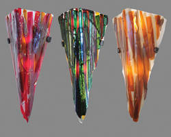 Lighting Sconces feature fused glass colors/designs.