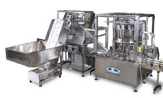 Rotary Pump Sorter/Capper eliminates need for cap tightener.