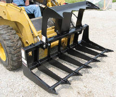 Skid Steer Tine Grapple features universal attaching system.