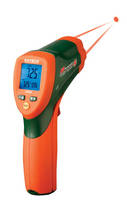 Dual-Laser IR Thermometer offers color-coded alerts.