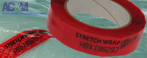 Tamper Evident Tape adheres to stretch-wrapped packages.