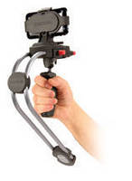 Camera Stabilizer supports iPhone, Droid, and Flip Mino.