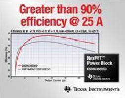 Synchronous MOSFET achieves more than 90% efficiency at 25 A.