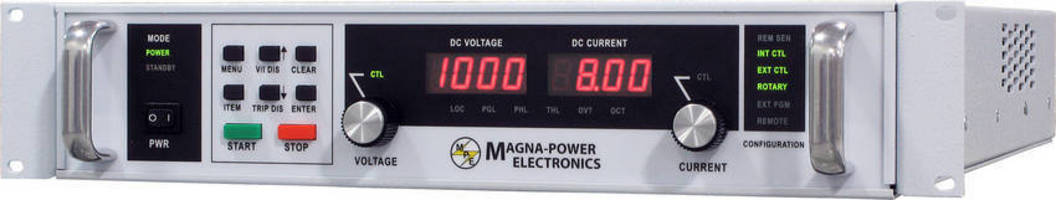 Programmable DC Power Supplies include 2U 8 kW models.