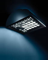 Wall-Mounted LED Luminaire has architectural design.