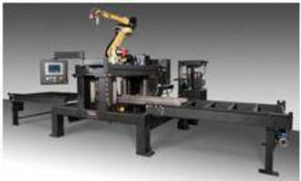 Robotic Cutter/Scriber processes beams, channels, and plates.