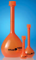 Plastic Volumetric Flasks protect contents from light.