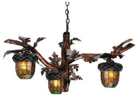 Decorative Chandelier features acorn branch design.