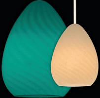 Pendant Lighting features glass that glows when lamp is off.