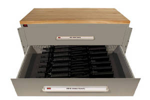 Arms Storage Cabinet incorporates multiple security features.