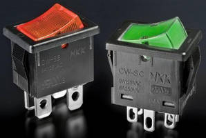 Miniature Snap-In Rocker Switches have illuminated design.