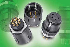 Snap-In Panel-Mount Connectors feature dip solder contacts.