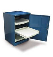 Roll-Out Tray Cabinet stores heavy, bulky items.