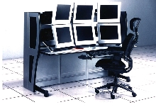 Display Console houses multiple monitors.