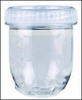 Clear Storage Jars for Small Parts have interlocking design.
