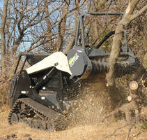 Skid Steer Mulching Attachment features full rotation mulching head.