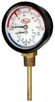Pressure/Temperature Gauge operates with gases and liquids.