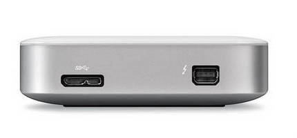 External HDD features USB 3.0 and Thunderbolt interfaces.