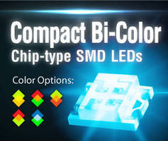 Bi-Color Chip-Type SMD LEDs measure 3.2 x 2.7 x 1.1 mm.