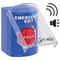 Pushbutton Cover sounds alert and sends signal when lifted.