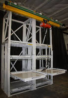 Roll-Out Shelf Racks include attachable hoist systems.