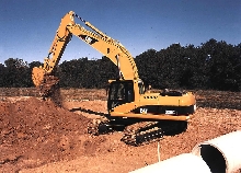 Excavator uses 2-pump, negative flow hydraulic system.