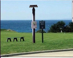 Video Monitoring System helps golfers view blind tee shots.