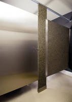 Partitions combine stainless steel with natural granite.