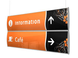 Double-Sided Suspended Signs feature modular design.