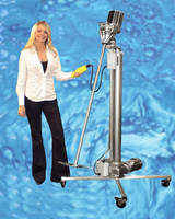Portable Mixer Stand features electric raising and lowering.