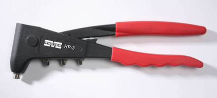 Hand Rivet Tool features long, ergonomically shaped handles.