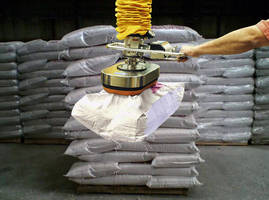 Vacuum Lifter Safely Handles 125 lbs. Sacks