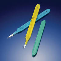 Single-Use Safety Scalpels feature textured feel handle.