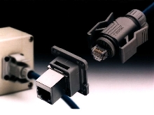 Industrial Ethernet Connectors meet IP67 watertight rating.