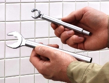 Wrench provides 2 tools in 1 for plumbing installations.