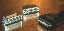 Connectors save space in SCSI applications.
