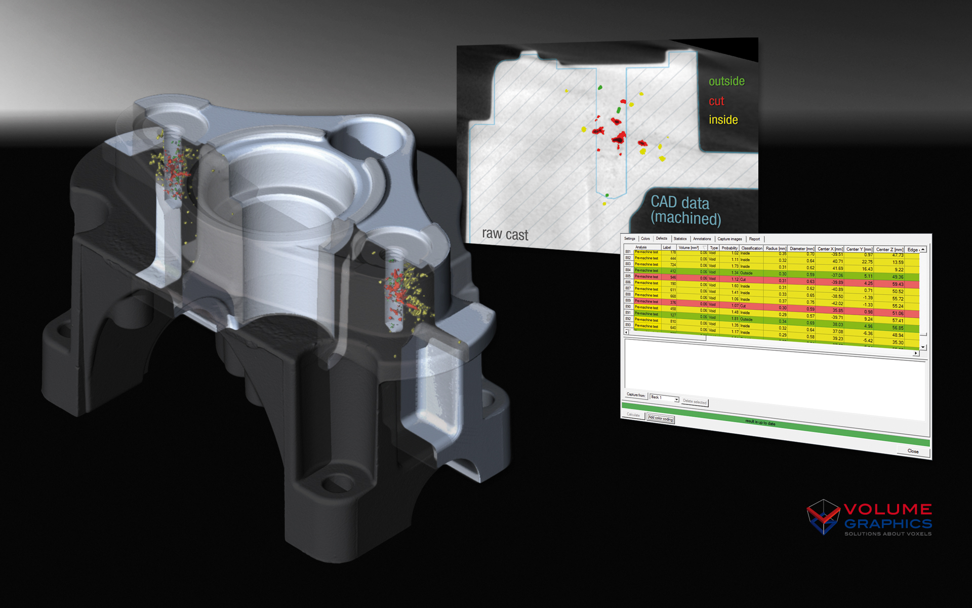 VGStudio Max software from Volume Graphics allows CAD data to be overlaid with CNC data to validate part dimensions.