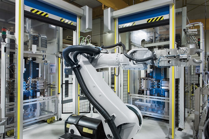 Major increases in U.S. manufacturing technology orders and cutting tool sales in September are raising business expectations for the fourth quarter and 2015. Shown here is an automated work cell developed by EMAG.