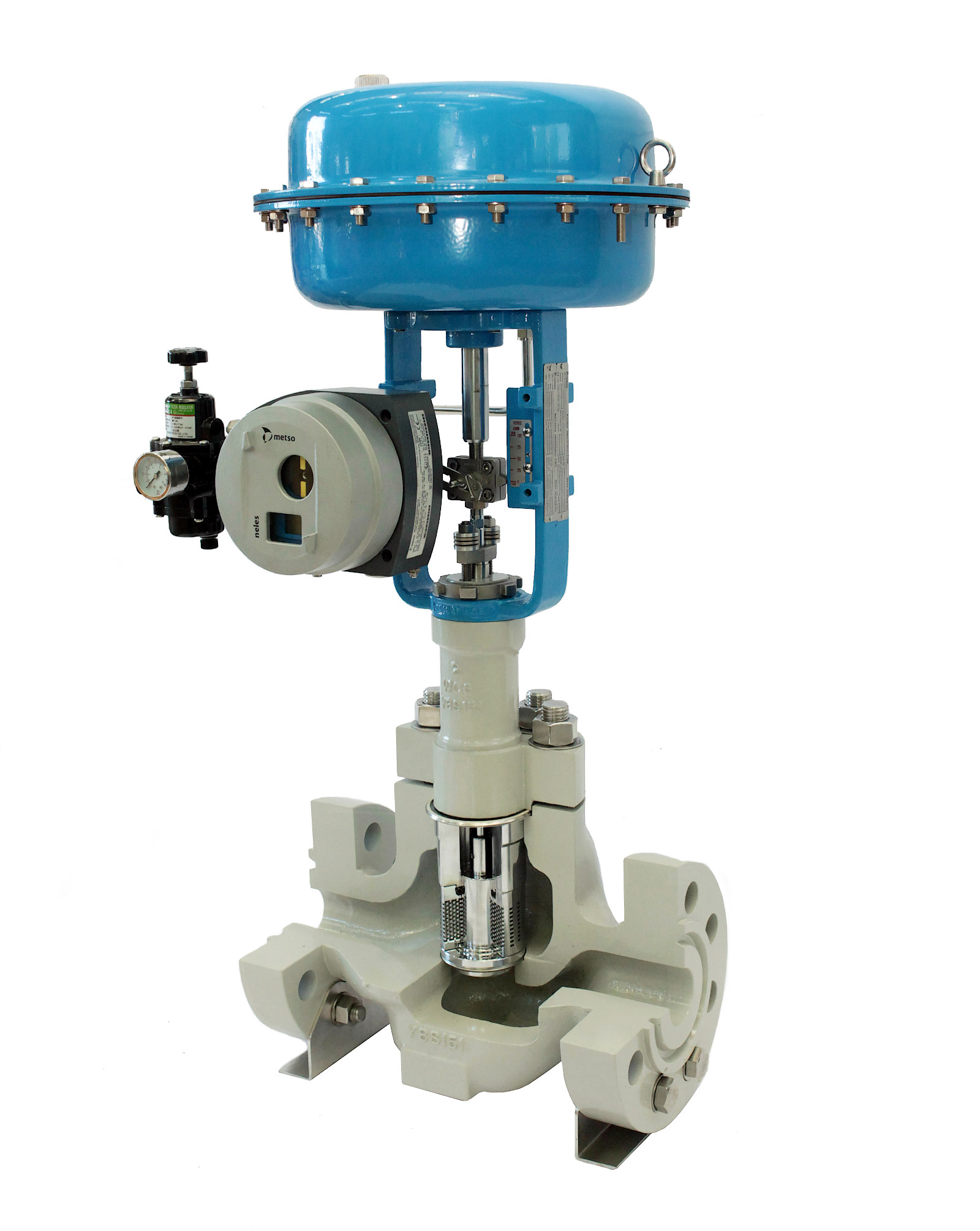 Metso's flow control valve products include the GM Series globe valve, shown here with a multistage design.